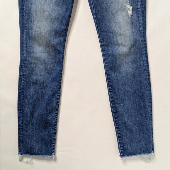 Mother Jeans Stunner Ankle Fray Graffiti Girl 27 Blue Skinny Button Fly GUC - Picture 6 of 12